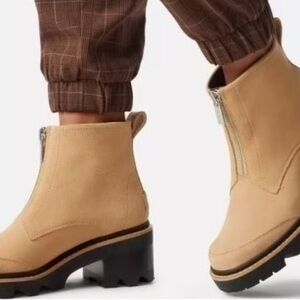 Sorel Waterproof Suede Boots Brand New w tags sz 9.5 Zip Front Chunky Heels